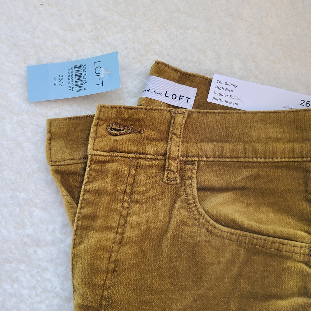 NWT LOFT Skinny High Rise Velvet Pants - Picture 2 of 5